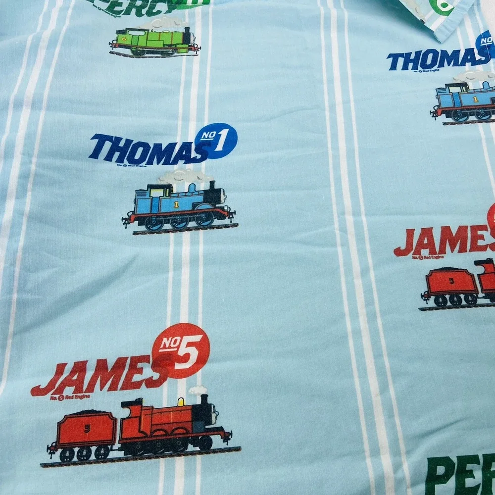 THOMAS THE TANK ENGINE & FRIENDS Twin Fitted Flat Sheet Percy James Blue Fabric